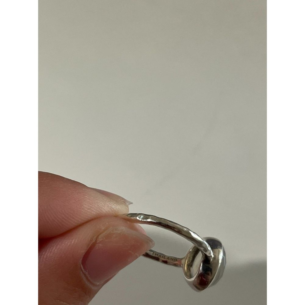 Milky White Stone | Minimalist Thin Band | Thailand 925 Ring - Picture 3 of 5